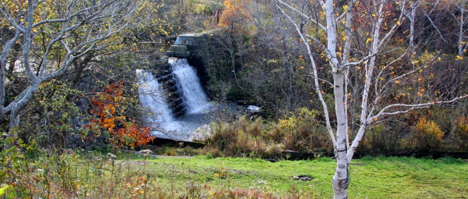 Rotary Park – GreenLink Trails, Sydney, NS – Former Resevoir Dam and Waterfall.